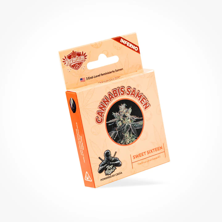 Eine Samen Verpackung der Sorte Sweet Sixteen