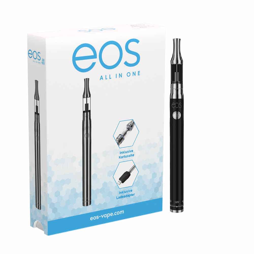 Vape Pen von eos mit Batterie und Kartusche in Schwarz