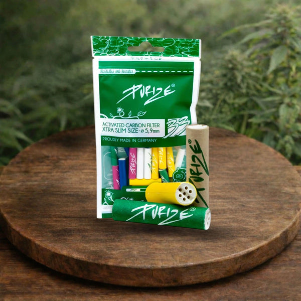 PURIZE XTRA Slim Aktivkohlefilter 33er Pack für CBD Joints
